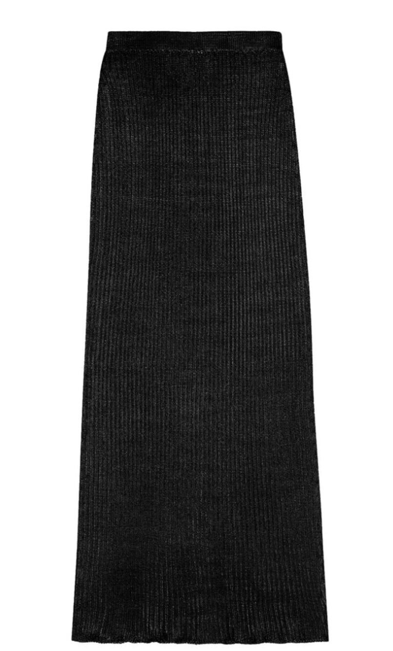 Calle del Mar Ribbed Midi Skirt in Black Size Small
